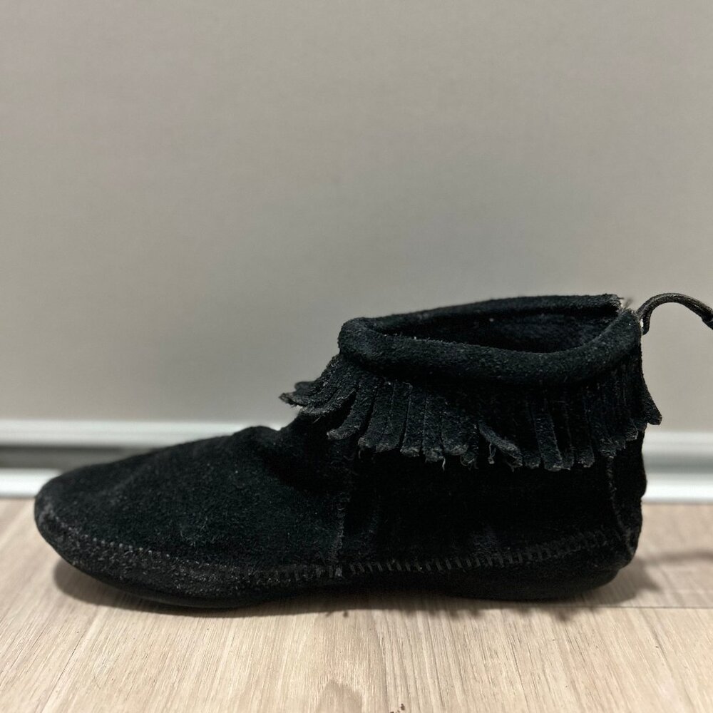 Early 2000s Black Suede Minnetonka Ankle Booties